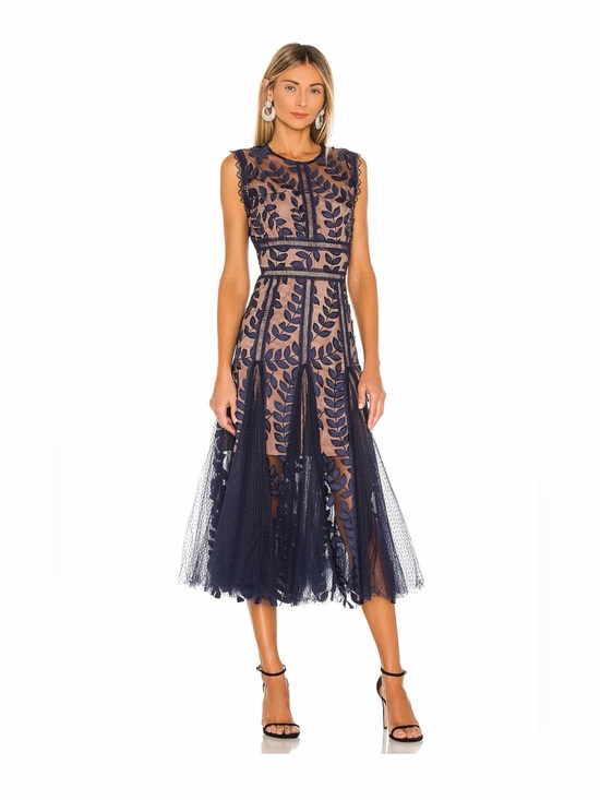 Bronx and Banco Dresses & Skirts - NWT Bronx and Banco Saba Navy Leaf Lace Midi Dress Size M